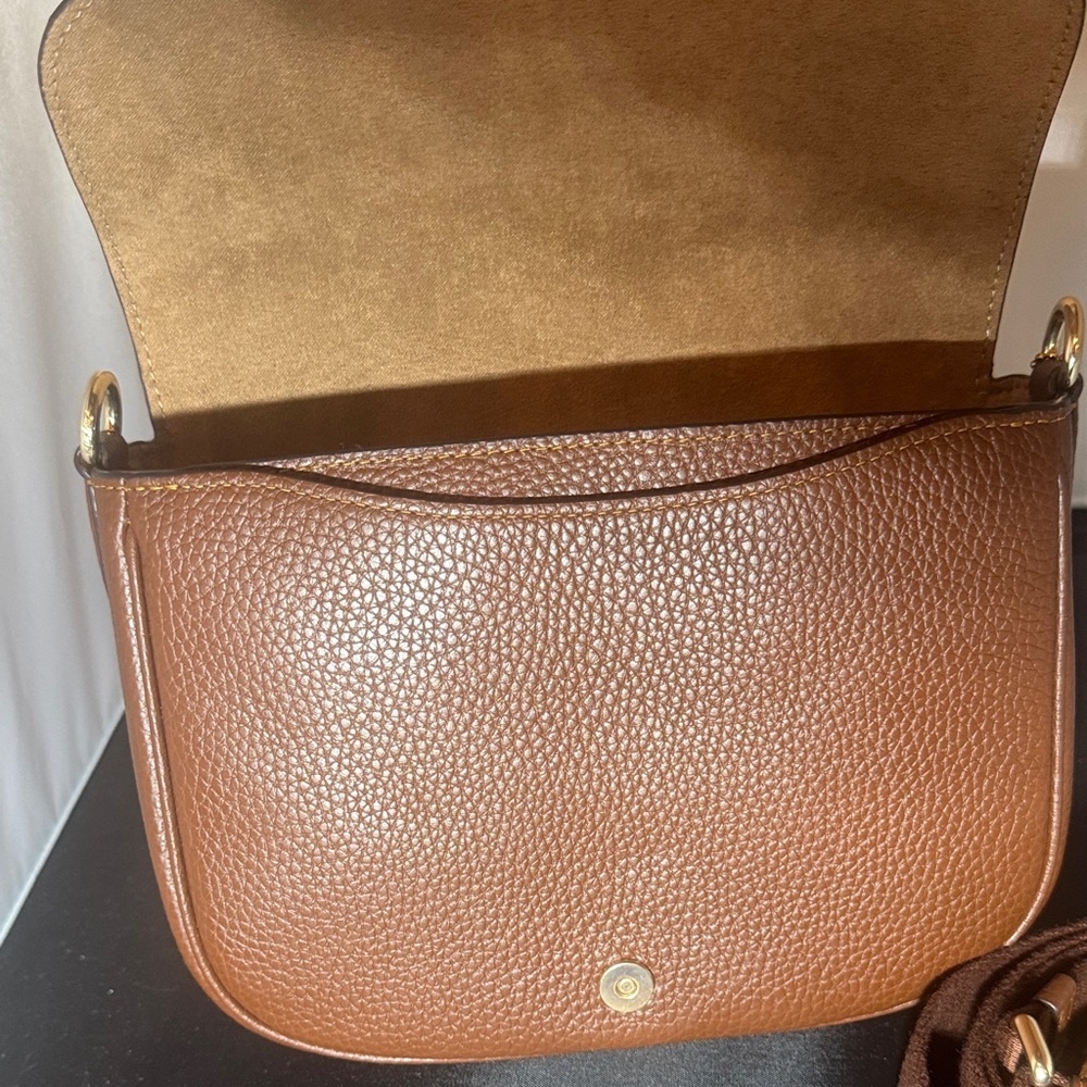 Coach Brown Leather Crossbody Bag with Gold Accents - Picture 6 of 7